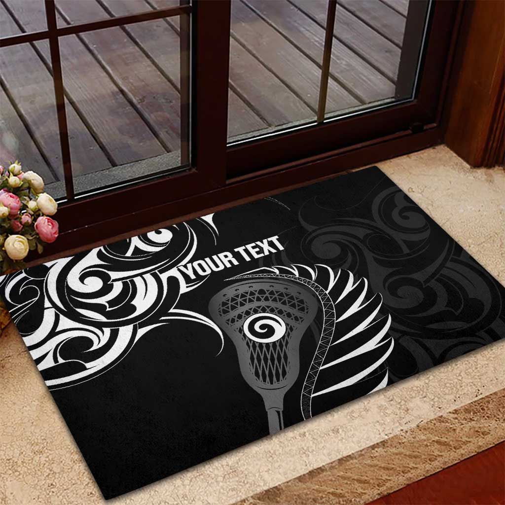 Personalised New Zealand Silver Fern Lacrosse Rubber Doormat Aotearoa Maori Pattern LT14 - Polynesian Pride