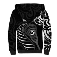 Personalised New Zealand Silver Fern Lacrosse Sherpa Hoodie Aotearoa Maori Pattern LT14 - Polynesian Pride
