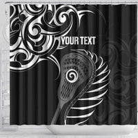 Personalised New Zealand Silver Fern Lacrosse Shower Curtain Aotearoa Maori Pattern