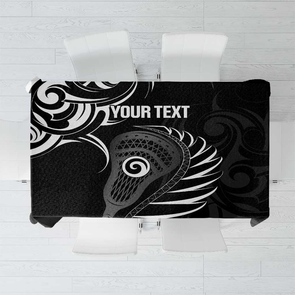 Personalised New Zealand Silver Fern Lacrosse Tablecloth Aotearoa Maori Pattern