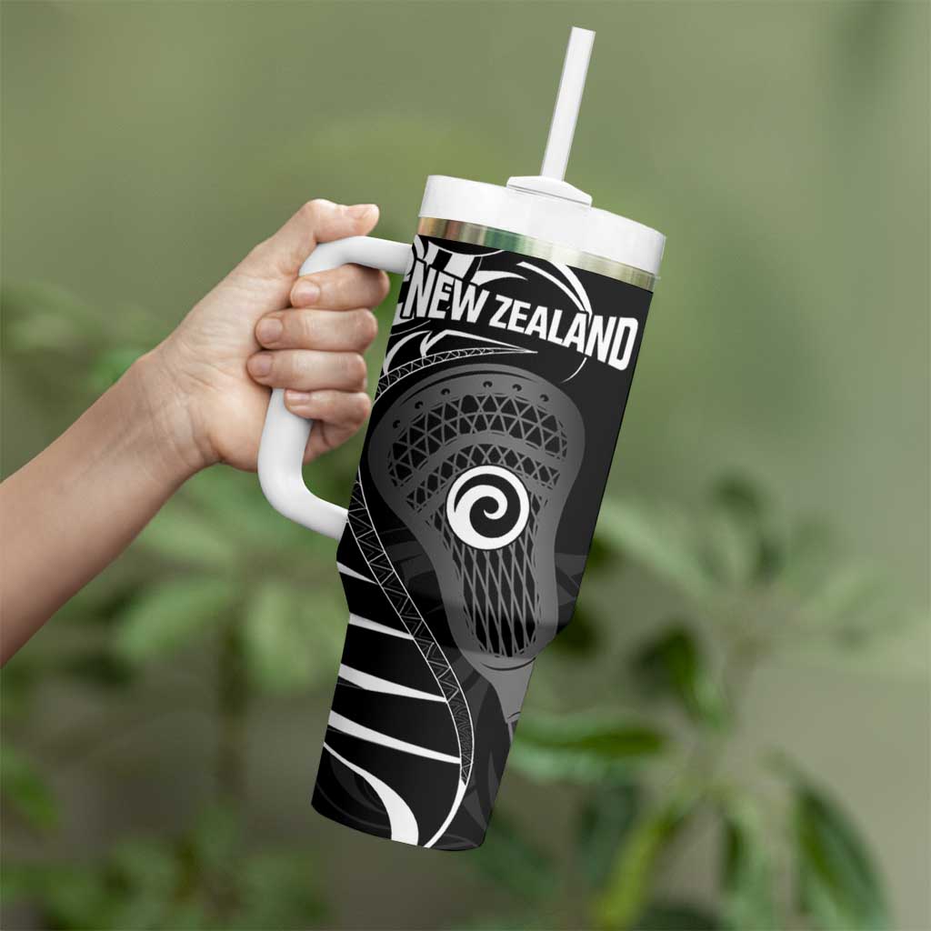 Personalised New Zealand Silver Fern Lacrosse Tumbler With Handle Aotearoa Maori Pattern LT14 - Polynesian Pride