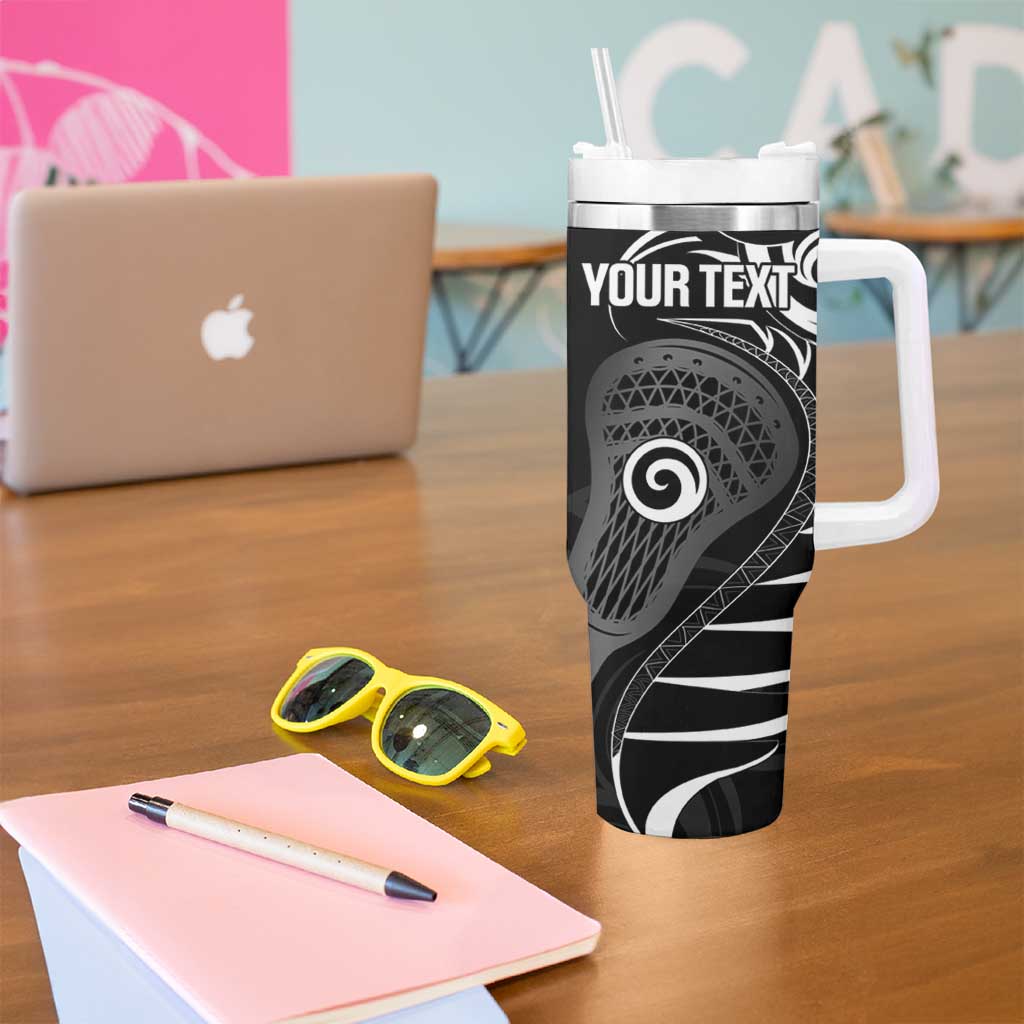 Personalised New Zealand Silver Fern Lacrosse Tumbler With Handle Aotearoa Maori Pattern LT14 - Polynesian Pride
