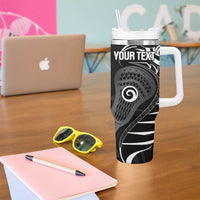 Personalised New Zealand Silver Fern Lacrosse Tumbler With Handle Aotearoa Maori Pattern LT14 - Polynesian Pride