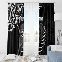 Personalised New Zealand Silver Fern Lacrosse Window Curtain Aotearoa Maori Pattern LT14 - Polynesian Pride