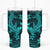 Polynesian Tumbler With Handle Turquoise Hawaiian Tribal Hammerhead Shark