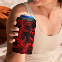 Polynesian 4 in 1 Can Cooler Tumbler Red Hawaiian Tribal Hammerhead Shark