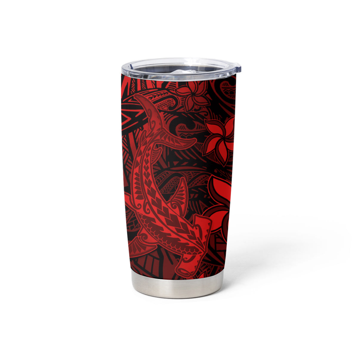 Polynesian Tumbler Cup Red Hawaiian Tribal Hammerhead Shark