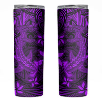 Polynesian Skinny Tumbler Purple Hawaiian Tribal Hammerhead Shark