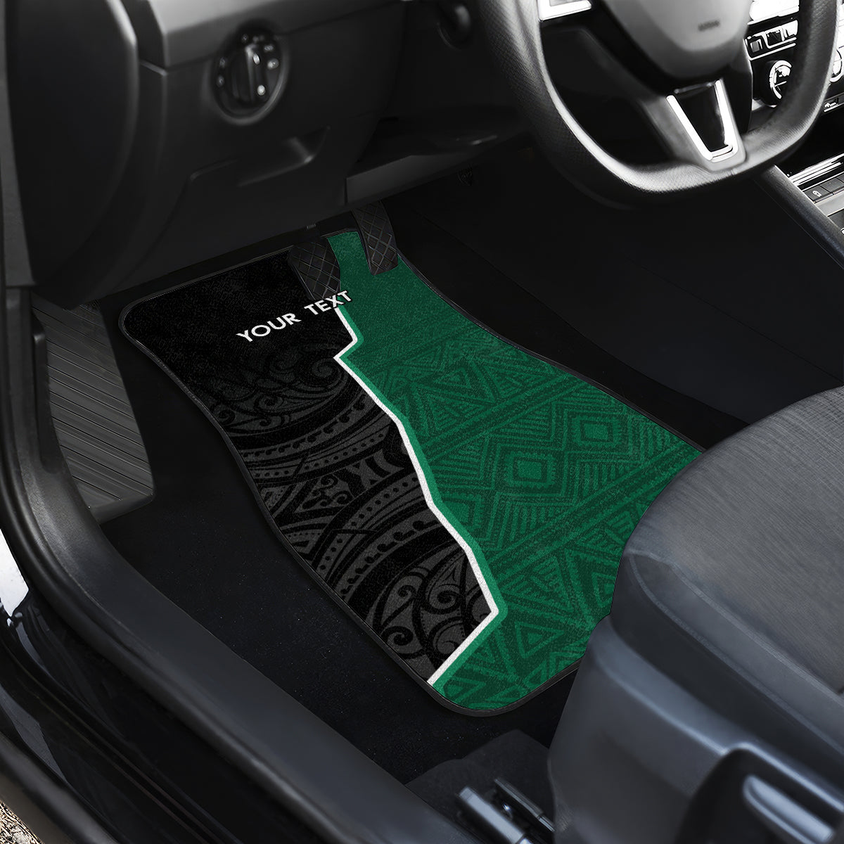 Personalised New Zealand And South Africa Rugby Car Mats 2024 All Black Springboks Mascots Together