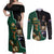 Personalised New Zealand And South Africa Rugby Couples Matching Off Shoulder Maxi Dress and Long Sleeve Button Shirt 2024 All Black Springboks Mascots Together