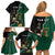 Personalised New Zealand And South Africa Rugby Family Matching Off Shoulder Short Dress and Hawaiian Shirt 2024 All Black Springboks Mascots Together