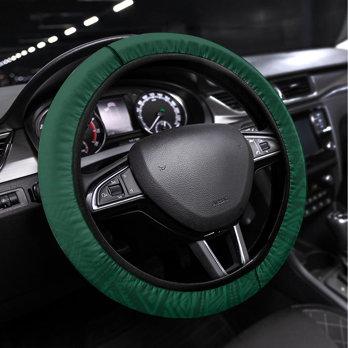 New Zealand And South Africa Rugby Steering Wheel Cover 2024 All Black Springboks Mascots Together LT14 Universal Fit Green - Polynesian Pride