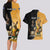 Personalised New Zealand And Australia Rugby Couples Matching Long Sleeve Bodycon Dress and Hawaiian Shirt 2024 All Black Wallabies Mascots Together