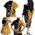 Personalised New Zealand And Australia Rugby Family Matching Off The Shoulder Long Sleeve Dress and Hawaiian Shirt 2024 All Black Wallabies Mascots Together