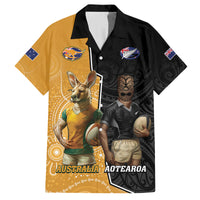 Personalised New Zealand And Australia Rugby Family Matching Summer Maxi Dress and Hawaiian Shirt 2024 All Black Wallabies Mascots Together