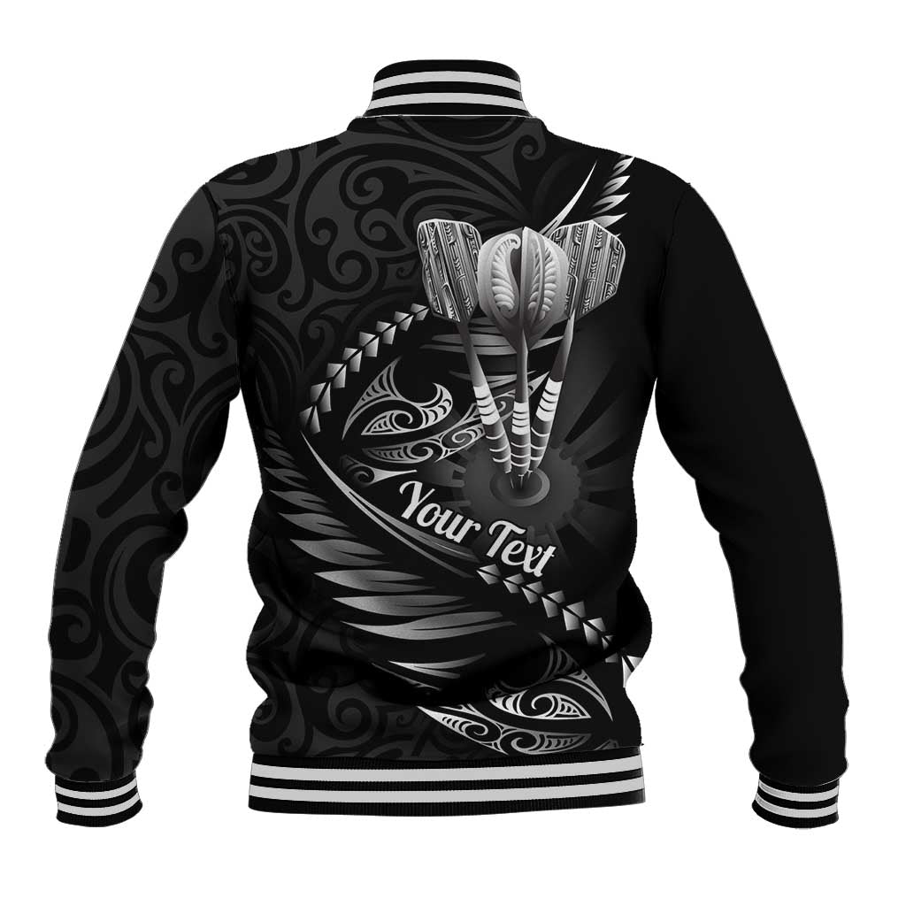 Personalised All Black New Zealand Darts Baseball Jacket Aoteroa Fern Maori Galaxy Style