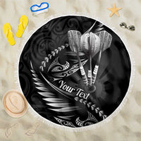 Personalised All Black New Zealand Darts Beach Blanket Aoteroa Fern Maori Galaxy Style
