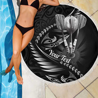 Personalised All Black New Zealand Darts Beach Blanket Aoteroa Fern Maori Galaxy Style