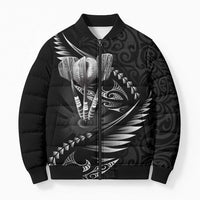Personalised All Black New Zealand Darts Bomber Puffer Jacket Aoteroa Fern Maori Galaxy Style - Polynesian Pride