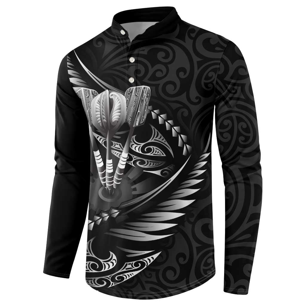 Personalised All Black New Zealand Darts Button Sweatshirt Aoteroa Fern Maori Galaxy Style LT14 - Polynesian Pride