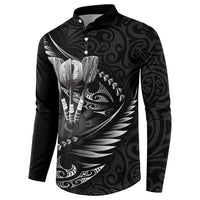 Personalised All Black New Zealand Darts Button Sweatshirt Aoteroa Fern Maori Galaxy Style LT14 - Polynesian Pride