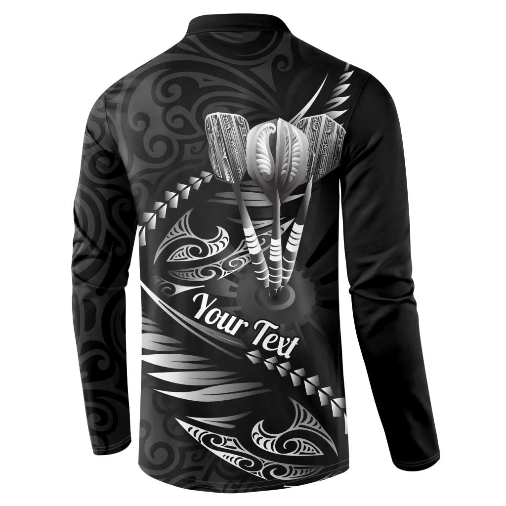 Personalised All Black New Zealand Darts Button Sweatshirt Aoteroa Fern Maori Galaxy Style LT14 - Polynesian Pride