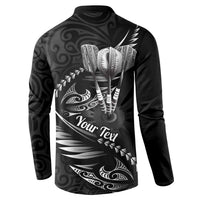 Personalised All Black New Zealand Darts Button Sweatshirt Aoteroa Fern Maori Galaxy Style LT14 - Polynesian Pride