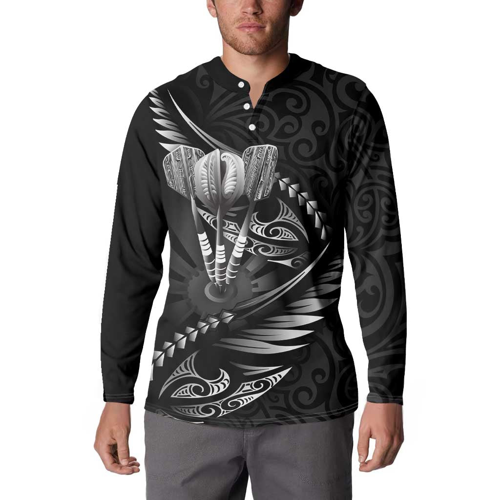 Personalised All Black New Zealand Darts Button Sweatshirt Aoteroa Fern Maori Galaxy Style LT14 - Polynesian Pride