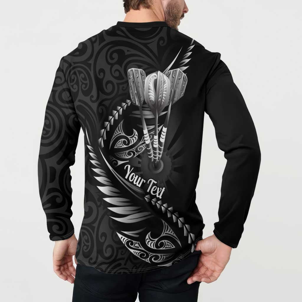 Personalised All Black New Zealand Darts Button Sweatshirt Aoteroa Fern Maori Galaxy Style LT14 - Polynesian Pride