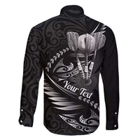 Personalised All Black New Zealand Darts Family Matching Long Sleeve Bodycon Dress and Hawaiian Shirt Aoteroa Fern Maori Galaxy Style