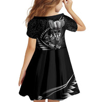 Personalised All Black New Zealand Darts Family Matching Off Shoulder Maxi Dress and Hawaiian Shirt Aoteroa Fern Maori Galaxy Style