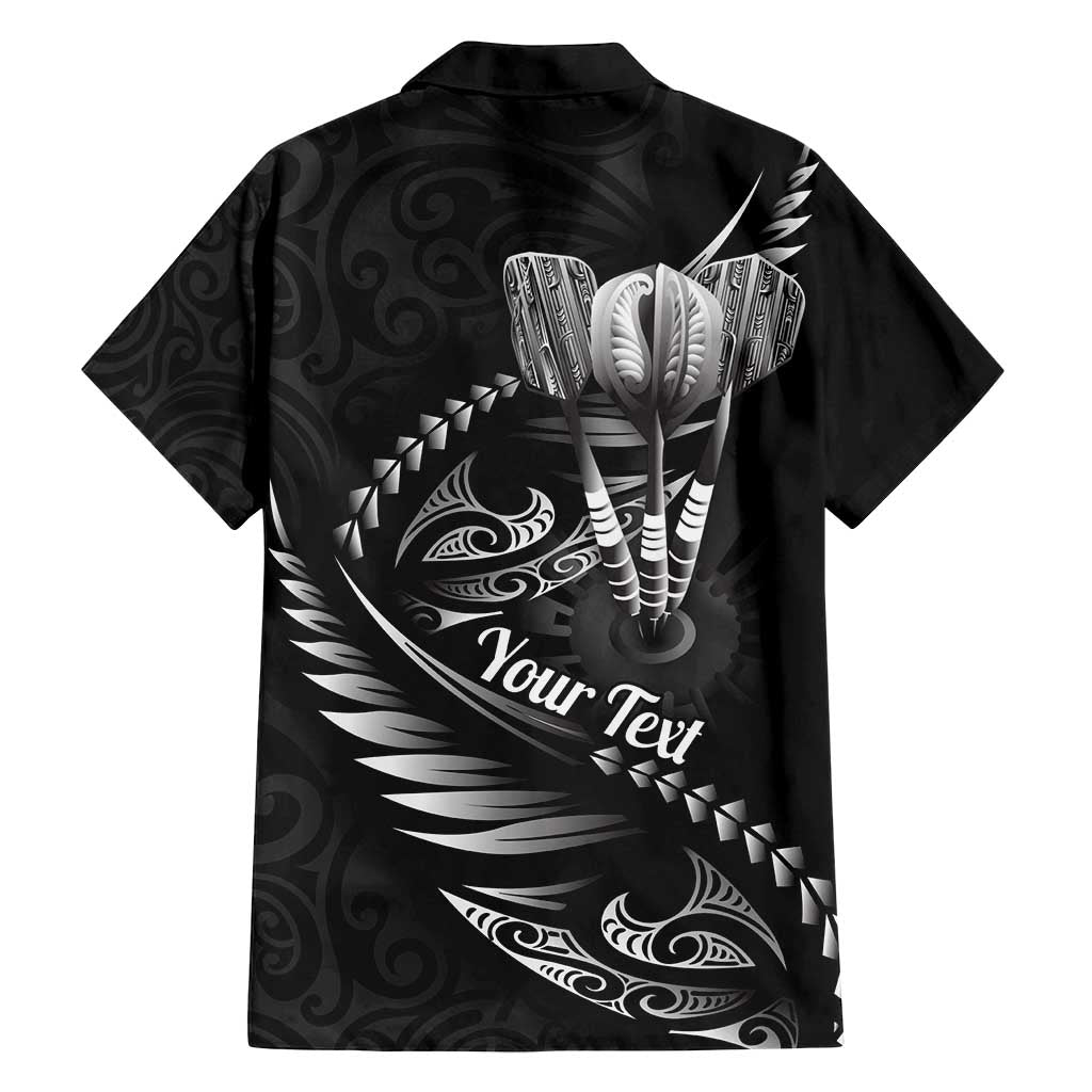 Personalised All Black New Zealand Darts Family Matching Off Shoulder Maxi Dress and Hawaiian Shirt Aoteroa Fern Maori Galaxy Style