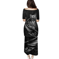 Personalised All Black New Zealand Darts Family Matching Puletasi and Hawaiian Shirt Aoteroa Fern Maori Galaxy Style