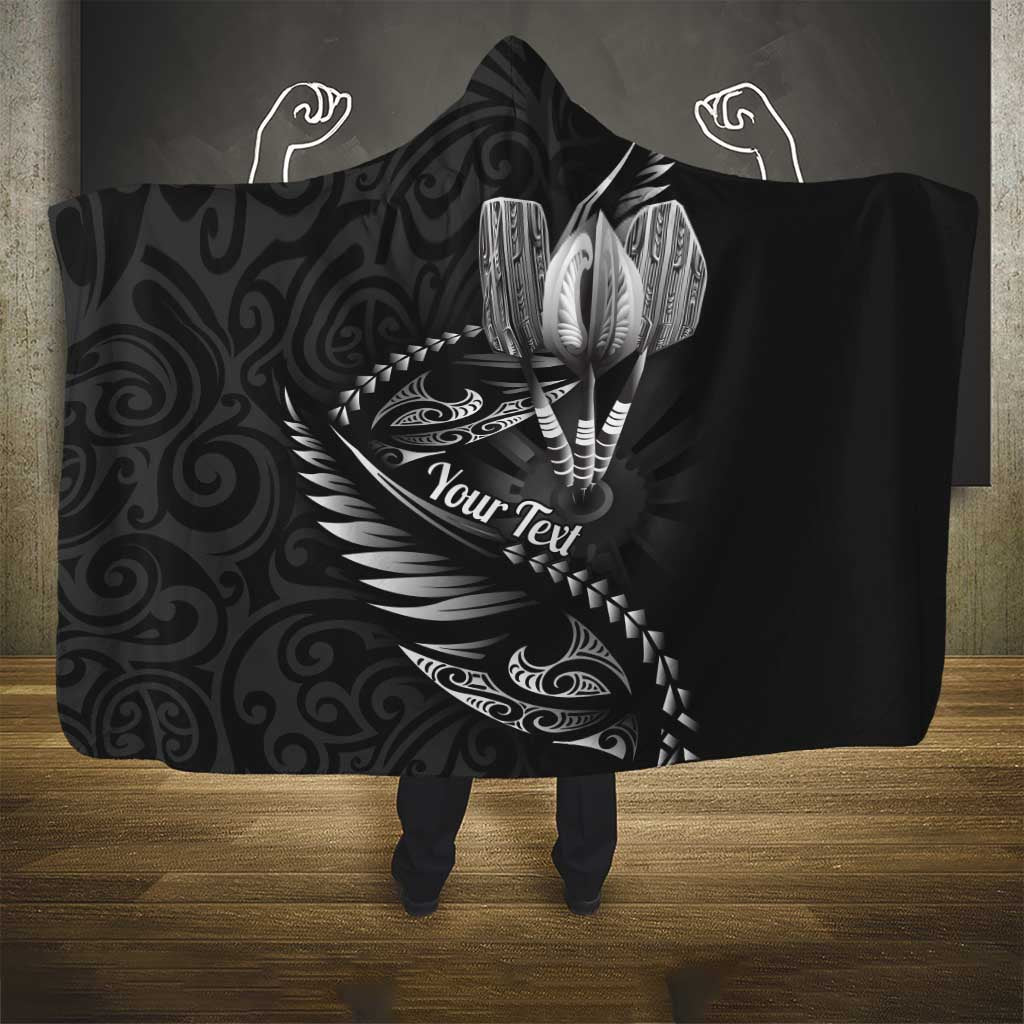 Personalised All Black New Zealand Darts Hooded Blanket Aoteroa Fern Maori Galaxy Style