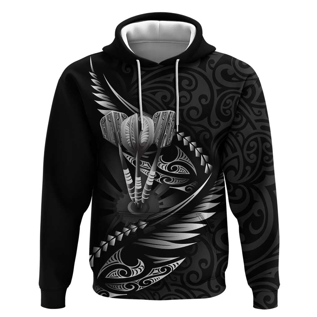 Personalised All Black New Zealand Darts Hoodie Aoteroa Fern Maori Galaxy Style