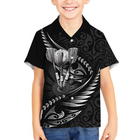 Personalised All Black New Zealand Darts Kid Hawaiian Shirt Aoteroa Fern Maori Galaxy Style