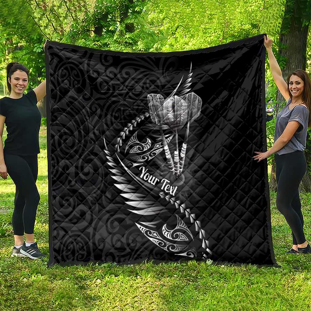 Personalised All Black New Zealand Darts Quilt Aoteroa Fern Maori Galaxy Style