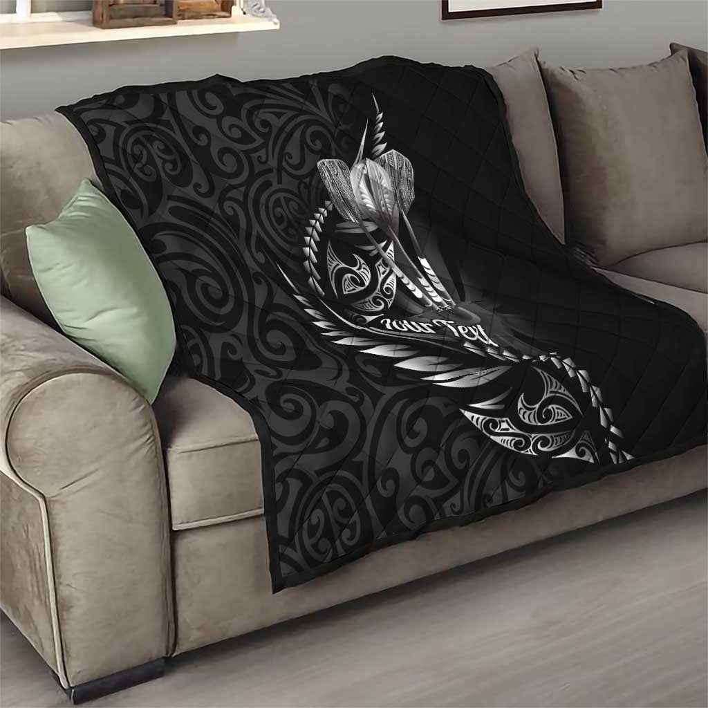 Personalised All Black New Zealand Darts Quilt Aoteroa Fern Maori Galaxy Style