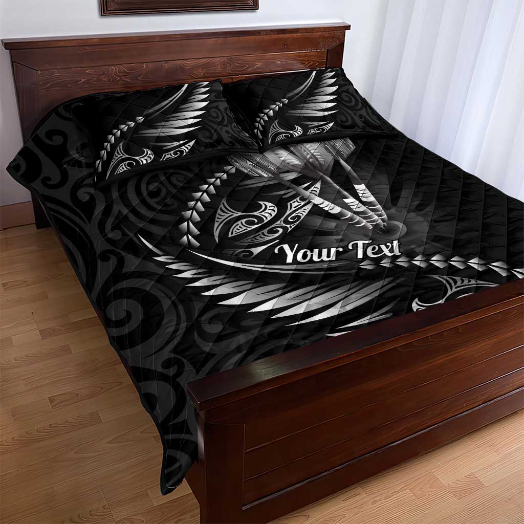 Personalised All Black New Zealand Darts Quilt Bed Set Aoteroa Fern Maori Galaxy Style
