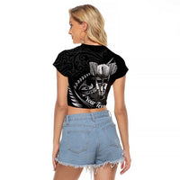 Personalised All Black New Zealand Darts Raglan Cropped T Shirt Aoteroa Fern Maori Galaxy Style