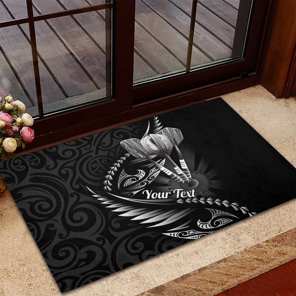 Personalised All Black New Zealand Darts Rubber Doormat Aoteroa Fern Maori Galaxy Style