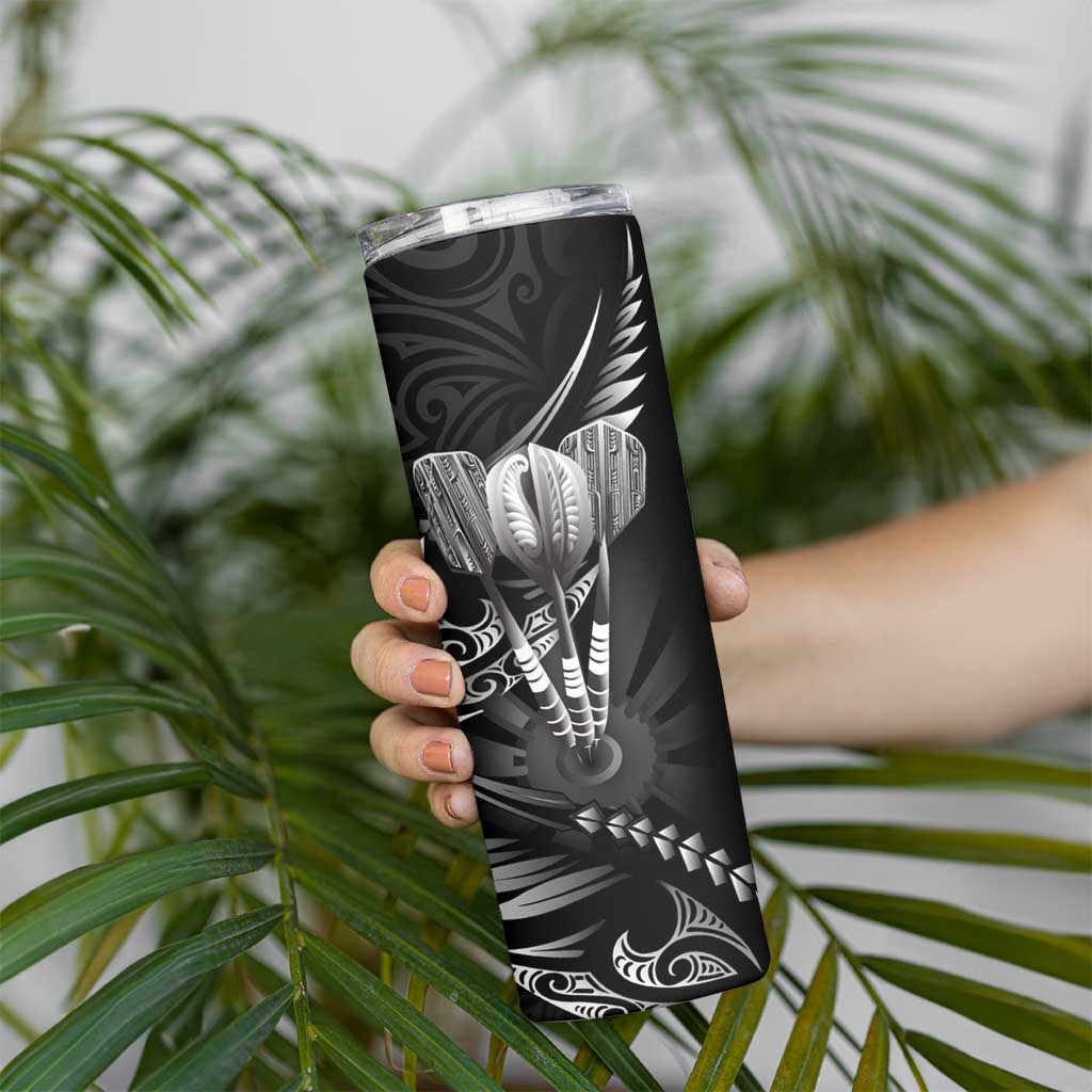 All Black New Zealand Darts Skinny Tumbler Aoteroa Fern Maori Galaxy Style