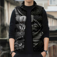 Personalised All Black New Zealand Darts Sleeveless Puffer Jacket Aoteroa Fern Maori Galaxy Style - Polynesian Pride