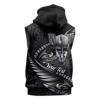 Personalised All Black New Zealand Darts Sleeveless Zip Hoodie Aoteroa Fern Maori Galaxy Style - Polynesian Pride