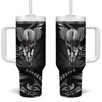 All Black New Zealand Darts Tumbler With Handle Aoteroa Fern Maori Galaxy Style