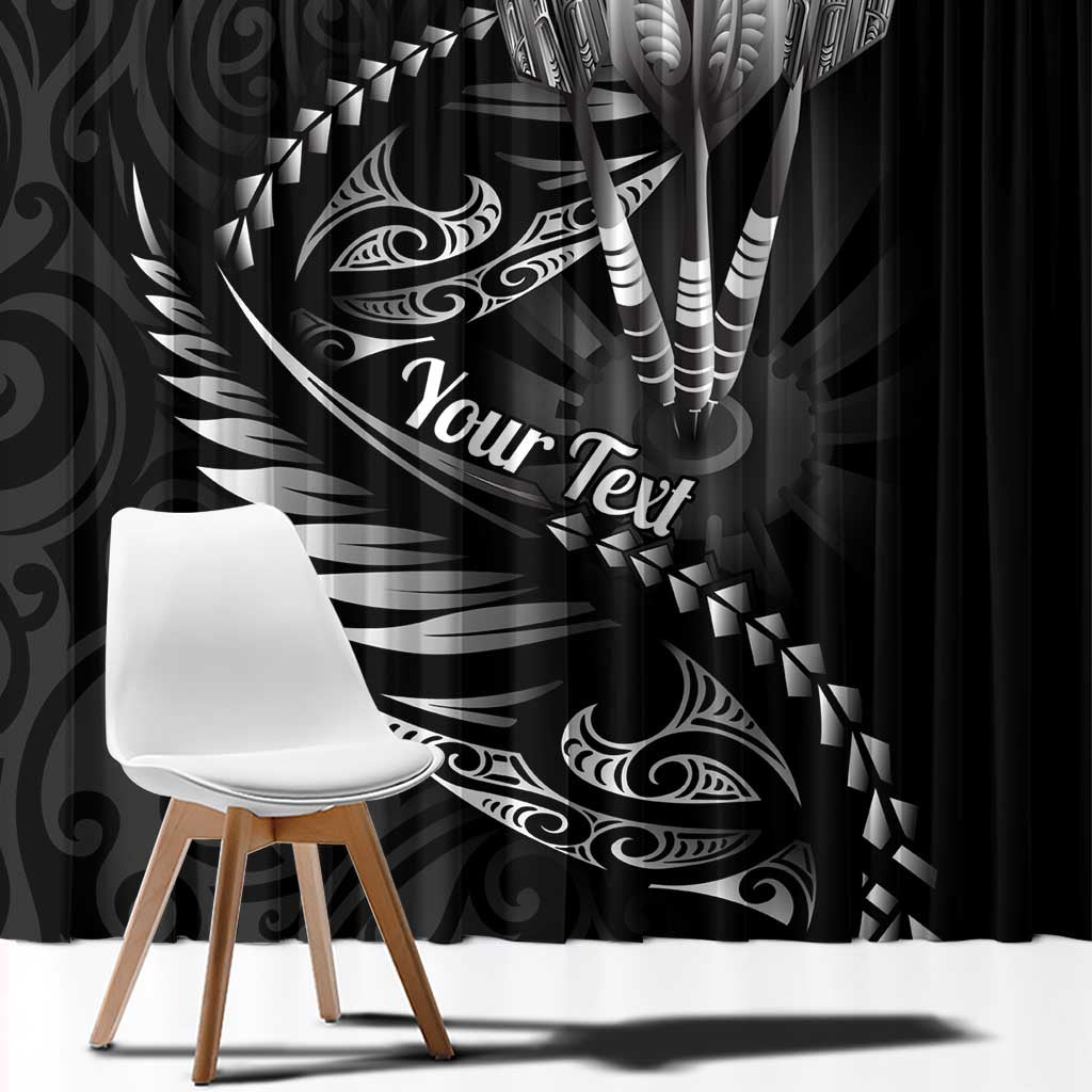 Personalised All Black New Zealand Darts Window Curtain Aoteroa Fern Maori Galaxy Style