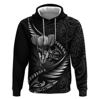Personalised All Black New Zealand Darts Zip Hoodie Aoteroa Fern Maori Galaxy Style
