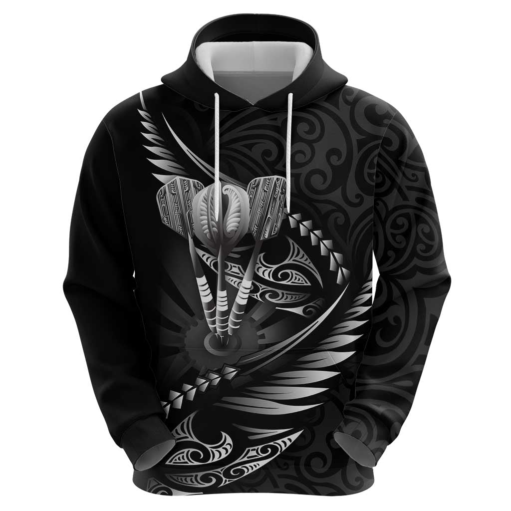 Personalised All Black New Zealand Darts Zip Hoodie Aoteroa Fern Maori Galaxy Style