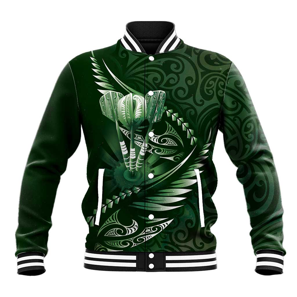 Personalised All Green New Zealand Darts Baseball Jacket Aoteroa Fern Maori Galaxy Style