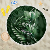 Personalised All Green New Zealand Darts Beach Blanket Aoteroa Fern Maori Galaxy Style